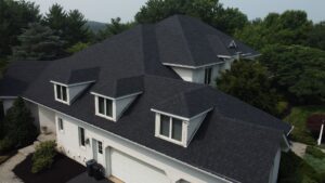 black tile roofing replacement side view